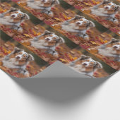 Australische herder in herfst laat Herfst inspirer Cadeaupapier (Hoek)