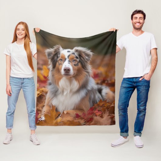 Australische herder in herfst laat Herfst inspirer Fleece Deken (In situ)