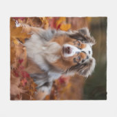Australische herder in herfst laat Herfst inspirer Fleece Deken (Voorkant (Horizontaal))