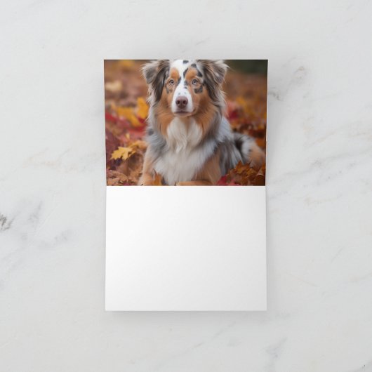 Australische herder in herfst laat Herfst inspirer Kaart (Binnen)