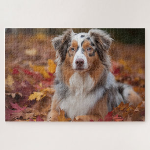 Australische herder in herfst laat Herfst inspirer Legpuzzel