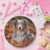 Australische herder in herfst laat Herfst inspirer Papieren Bordje (Feest)