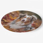 Australische herder in herfst laat Herfst inspirer Papieren Bordje (Gekanteld)