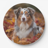 Australische herder in herfst laat Herfst inspirer Papieren Bordje (Voorkant)