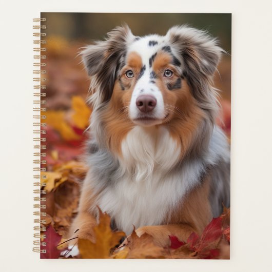 Australische herder in herfst laat Herfst inspirer Planner (Voorkant)