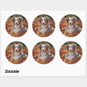 Australische herder in herfst laat Herfst inspirer Ronde Sticker (Vel)