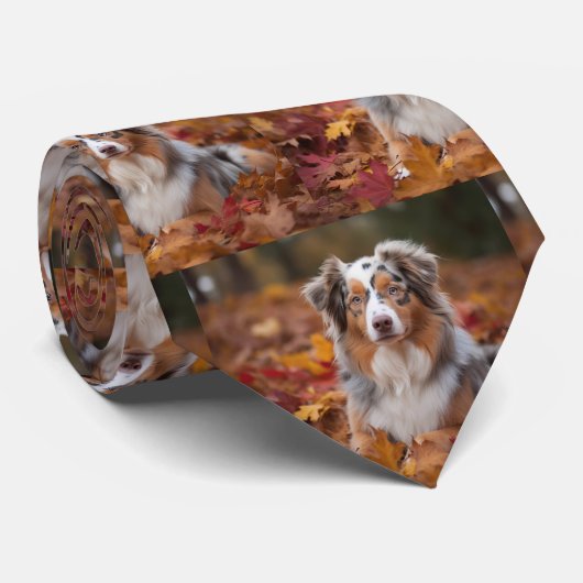 Australische herder in herfst laat Herfst inspirer Stropdas (Opgerold)