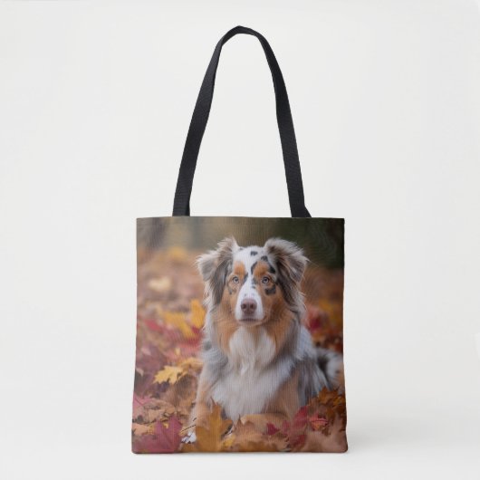 Australische herder in herfst laat Herfst inspirer Tote Bag (Voorkant)