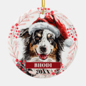 Australische herder in kerstmannenhoed ornament (Voorkant)