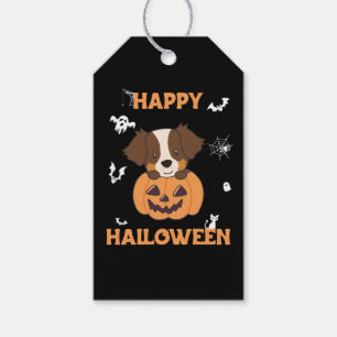 Australische herder in pompoen Schattige Happy Gif Cadeaulabel
