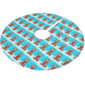 Australische herder in sneeuw met kerstcadeaus kerstboom rok (Gekanteld)