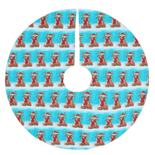 Australische herder in sneeuw met kerstcadeaus kerstboom rok (Voorkant)