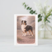 Australische herder in vintage-stijl briefkaart (Staand voorkant)