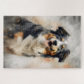 Australische herder inkt schilderij 1014 stuk puzz legpuzzel (Horizontaal)