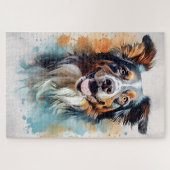 Australische herder inkt schilderij 1014 stuk puzz legpuzzel (Horizontaal)