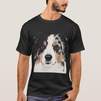 Australische Herder Inkt Schildering Close-up T-shirt