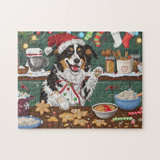 Australische Herder Kerst Bakken Kerstmis Legpuzzel (Horizontaal)