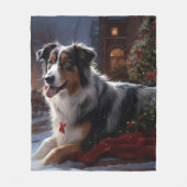 Australische Herder Kerst Feestelijke Periode Fleece Deken (Voorkant)