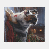 Australische Herder Kerst Feestelijke Periode Fleece Deken (Voorkant (Horizontaal))