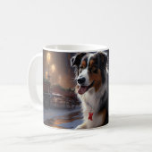 Australische Herder Kerst Feestelijke Periode Koffiemok (Voorkant links)