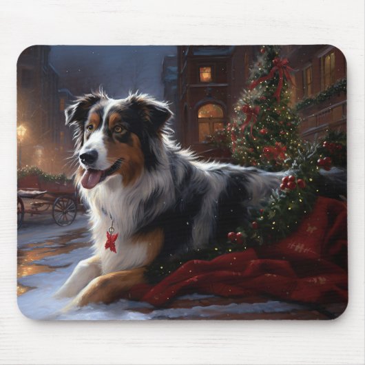 Australische Herder Kerst Feestelijke Periode Muismat (Voorkant)