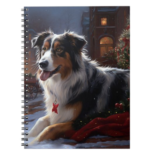 Australische Herder Kerst Feestelijke Periode Notitieboek (Voorkant)
