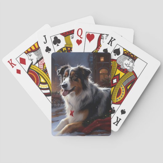 Australische Herder Kerst Feestelijke Periode Pokerkaarten (Achterkant)