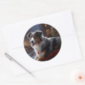 Australische Herder Kerst Feestelijke Periode Ronde Sticker (Envelop)