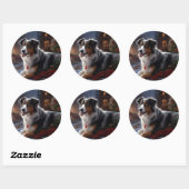 Australische Herder Kerst Feestelijke Periode Ronde Sticker (Vel)