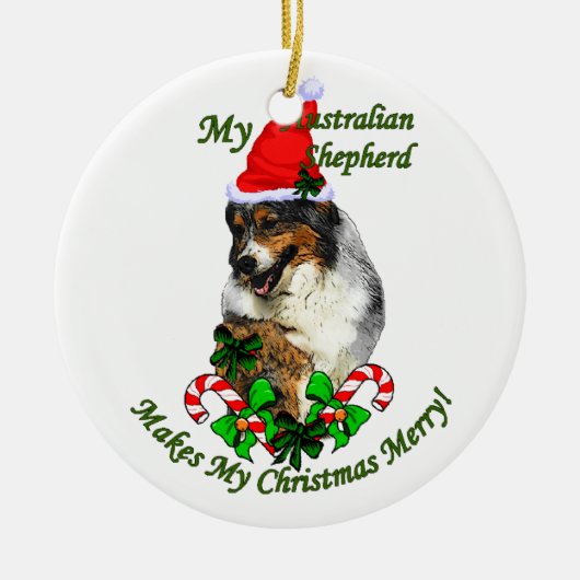 Australische Herder Kerst Keramisch Ornament (Voorkant)