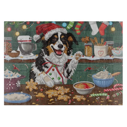Australische Herder Kerstbakfeest Kerstmis Snijplank (Voorkant)