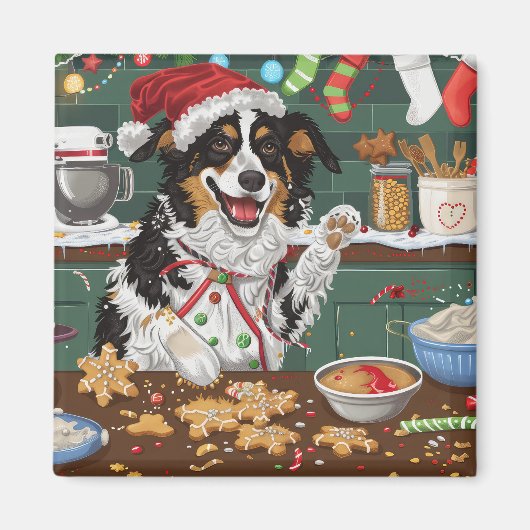 Australische Herder Kerstbakvakantie Magneet (Voorkant)