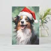 Australische Herder Kerstborstel schilderen Feestdagenkaart (Staand voorkant)