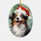 Australische Herder Kerstborstel schilderen Keramisch Ornament (Voorkant)