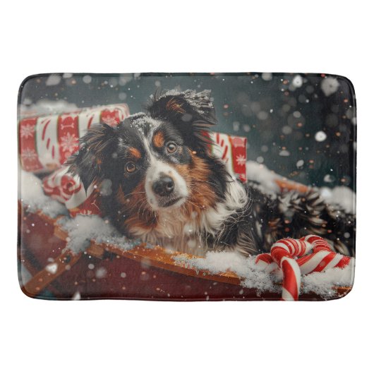 Australische Herder Kerstfeest Badmat (Voorkant)