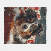 Australische Herder Kerstfeest Fleece Deken (Voorkant (Horizontaal))