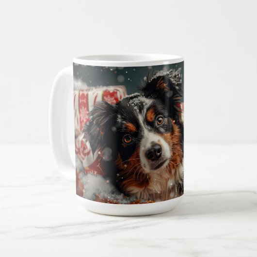 Australische Herder Kerstfeest Koffiemok (Voorkant links)
