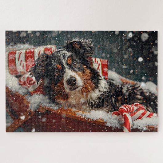 Australische Herder Kerstfeest Legpuzzel (Horizontaal)