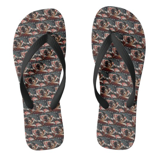 Australische Herder Kerstfeest Teenslippers (Voetbed)