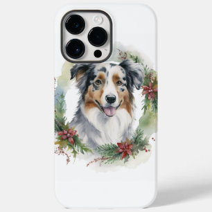 Australische Herder Kerstkrans Feestelijke Pup Case-Mate iPhone 14 Pro Max Hoesje