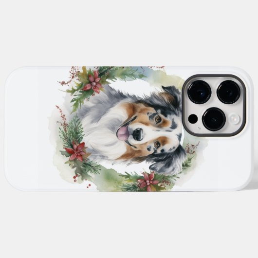 Australische Herder Kerstkrans Feestelijke Pup Case-Mate iPhone Case (Achterkant (horizontaal))