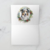 Australische Herder Kerstkrans Feestelijke Pup Kaart (Binnen)