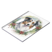 Australische Herder Kerstkrans Feestelijke Pup Notitieboek (Linkerzijde)