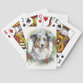 Australische Herder Kerstkrans Feestelijke Pup Pokerkaarten (Achterkant)