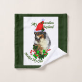 Australische Herder Kerstmis Bad Handdoek (Wasdoekje)