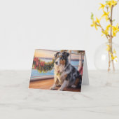 Australische Herder Kerstmis Cruise: Pawsome Kaart (Gele Bloem)