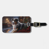 Australische herder Kerstmis Feestelijk Seizoen Bagagelabel (Voorkant horizontaal)