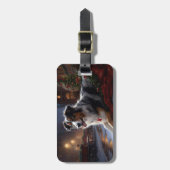 Australische herder Kerstmis Feestelijk Seizoen Bagagelabel (Voorkant verticaal)