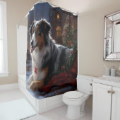 Australische herder Kerstmis Feestelijk Seizoen Douchegordijn (In situ)