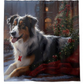 Australische herder Kerstmis Feestelijk Seizoen Douchegordijn (Voorkant)